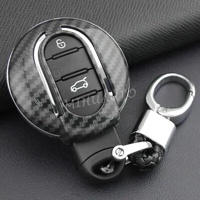 Carbon Fiber Key Fob Cover Case Chain For Mini Cooper S One Countryman Clubman • $14.63