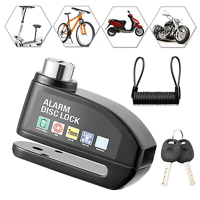 Motorcycle Scooter Anti-theft Brake Disc Lock Wheel Alarm Security Loud +2 Keys • $19.99