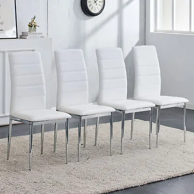 Modern  4-piece Set Of PU Leather Chairs With Electroplated Metal Legs. • $133.03