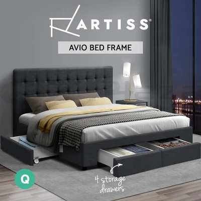 $343.57 • Buy Artiss Bed Frame Queen Size Base Mattress With Storage Drawer Fabric