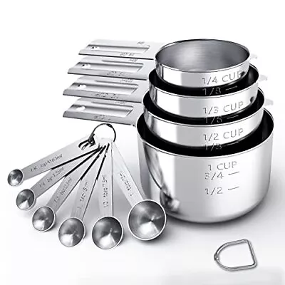 TILUCK Stainless Steel Measuring Cups & Spoons Set Cups And SpoonsKitchen G... • $18.78