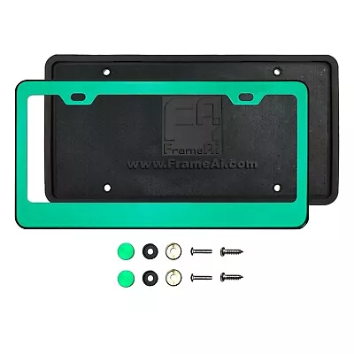 Silicone Back Guard License Green Chrome Mirror License Frame+Screw Cap • $20