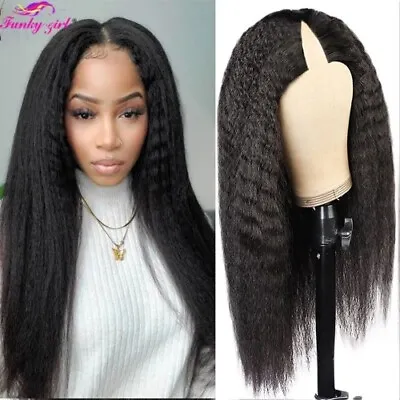 Brazilian Kinky Straight Human Hair Wigs  Straight U V Part Wig For Black Weman  • $102.41