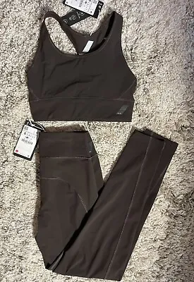 New! Zara Athleticz Brown Elastic Leggings & Racerback Sports Top Yoga Set Small • $38