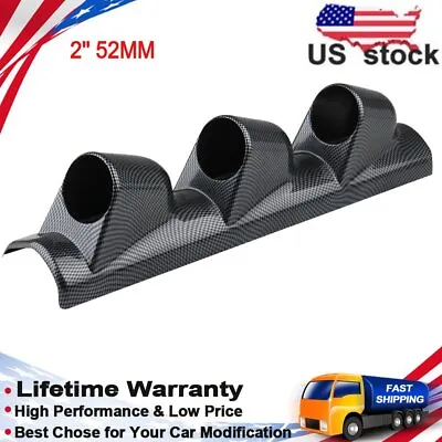 Auto Gauge Pod 2  52mm Universal Carbon Fiber A Pillar Pod 3 Holes Gauge Holder • $18.59