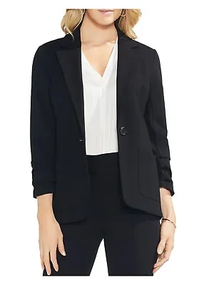 VINCE CAMUTO Womens Black 3/4 Sleeve Notched Collar Button Blazer Jacket L • $33.99