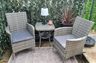 Bistro Table And Chairs 2 Seater Patio Furniture Rattan Garden Coffee Wicker Set • £128.50