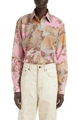 Dries Van Noten Clavelly Women's Cotton Shirt Blouse Pink Floral Size 44 / US 12 • $289.99