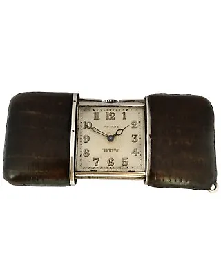 Vintage Silver And Brown Leather Movado Ermeto Chronométre Travel Or Purse Watch • $808.18