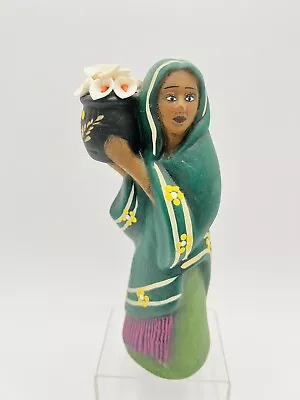 Las Marias Tonala Pottery Mexican Figurine Red Clay Woman 9  Calla Lilly Statue • $35.95