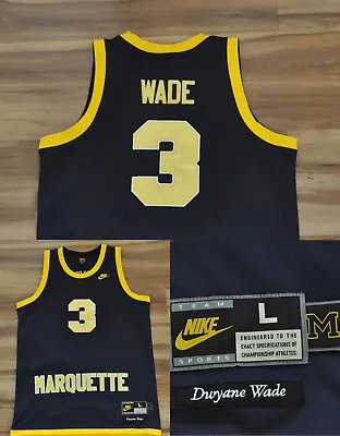 Dwyane Wade Marquette Golden Eagles Nike Jersey Navy NCAA Blue Sewn Men L • $79.99