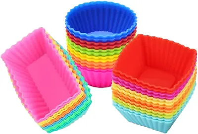 Silicone Cupcake Muffin Baking Cups Liners 36 Pack Reusable Nonstick Cake Mold • $14.99