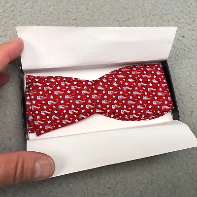 Vineyard Vines Silk Bow Tie USA Whale Flags & Stars Red White & Blue Patriotic • $22.25