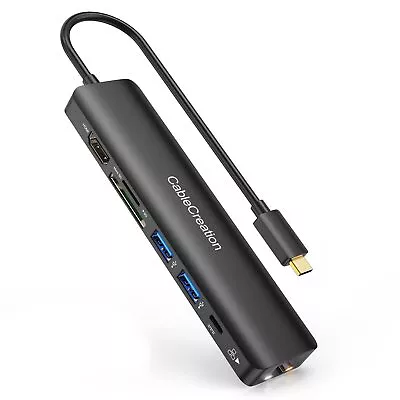 $44.95 • Buy USB C Hub, CableCreation 7-in-1 USB-C Multiport Adapter HDMI Ethernet Micro SD +