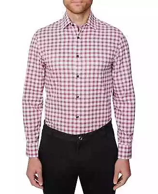 Con.Struct Slim Fit Cooling Comfort Check Print Dress Shirt Red Combo Size S • $17.49