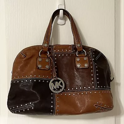 Michael Kors Astor Brown Leather Patchwork Studded Tote (Limited Edition) • $363.49