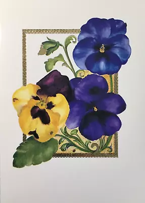 Marcel Schurman- Blank- Pansies- Gold Foil- Isabelle Brent • $3.95