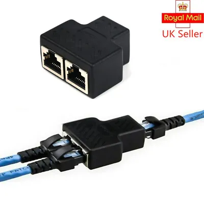 RJ45 Splitter Adapter Lan Network Internet Cable 1-2 Way Dual Connector Plug UK • £3.11