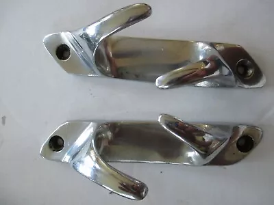 Pair Vintage Wood Boat Chrome Or Stainless Steel 5 1/2  Bow Chocks           B12 • $24