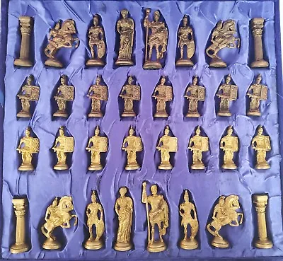 Brass Chess Set Sikander Porus Handmade  Roman Mythology Antique Look Vintage • $263.50