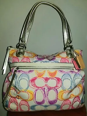 *EUC!! Coach Poppy Dream Signature C Glam Shoulder Tote Bag Purse (CON67) • $105