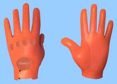 New Mens Orange Genuine Lambskin - Kid Leather Driving Gloves - Adjustable Wrist • $39.95