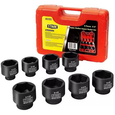 Stark SAE Jumbo Shallow Impact Socket Set 3/4  Drive With Storage Case (8-Piece) • $104.79