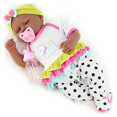 BiBi Doll Black Baby Doll Ethnic Reborn Sleeping Girl Realistic 20  Handmade Toy • £24.19