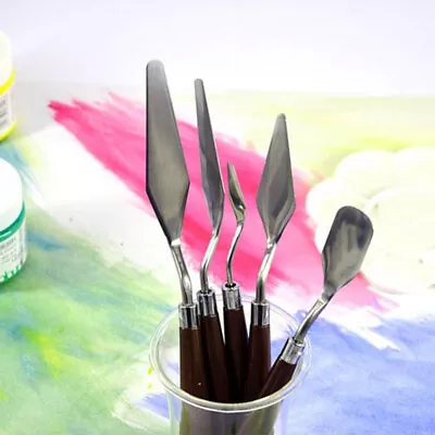 5Pcs Palette Knife Artist Oil Painting Scraper Stainless Spatula Art Craft Tools • £5.79