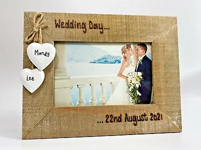 £14.99 • Buy Wedding Day / Anniversary Gift | Personalised Driftwood Photo Frame