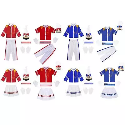 US Girl Boy Marching Band Costume Uniform Jacket Pants Mini Skirt Gloves Hat Set • $29.75