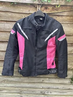 Ladies Texpeed Motorcycle Jacket Waterproof Black & Pink With CE Armour Size 10 • $39.82