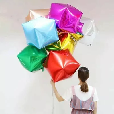 24  Square /Cube Shape Aluminum 4D Foil Balloon Wedding Birthday Christmas Party • £2.99