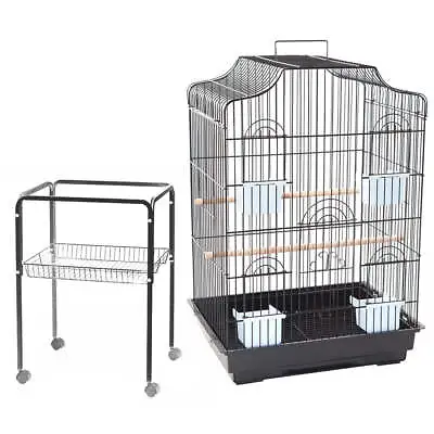 Pet Bird Cage With Stand Parrot Aviary Canary Budgie Finch Perch Black Portable  • $82.69