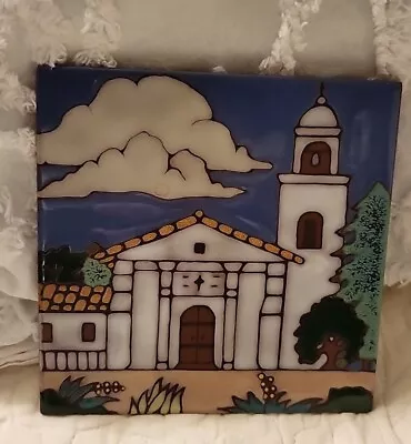 California Mission Tile Hand Painted Terracotta Glaze 6 ×6  Mission Santa Cruz • $18.35