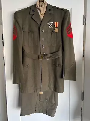 Vietnam Era Complete U.S. Marine Uniform Jacket Pants Shirt Belt Tie Cap • $149
