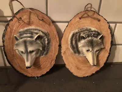 Wall Hanging Resin 3D Wolf Décor Plaque Art Rustic Country Cabin Woods 8.5” • $11.05