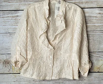 Chicos  Crinkle  Rippled Sheen 3/4 Jolena Jacket Size 0 NEW Pale Peach • $50.94