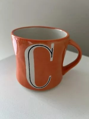 Anthropologie | Hand Painted Initial Mug Monogram Letter “C” Orange • $19.99