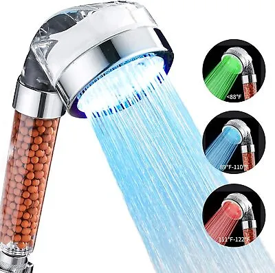Led Shower Head Ionic Handheld Shower HeadsHigh Pressure Water Saving Led Light • £8.59