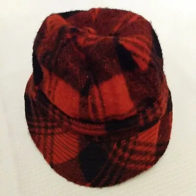 Vintage Woolrich Buffalo Plaid Wool Hunting Bucket Hat Cap USA Red Black 7  S? • $38