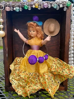 “ Assemblage Art Doll “Hattie Hula Hoop’  Adorable! • $10.50