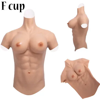 Silicone Body-building Muscle Chest Suit Breast Form With Fake Abdominal Cosplay • £217