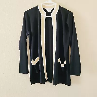 Exclusively Misook Womens Black Cardigan Size Xsmall Petite Pockets Timeless • $34.99