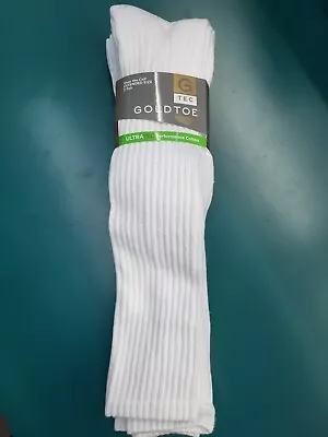 Gold Toe Men's Over The Calf UltraTec WHITE Socks (3-Pack) EXTENDED SIZE 12-16 • $31.95