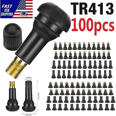 100Pcs Tire VALVE STEMS TR 413 Snap-In Car Auto Short Rubber Tubeless Tyre Black • $13.99