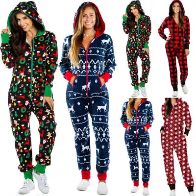 Mens Women Onsie1 Unisex Jumpsuit Christmas Print Sleepwear Pyjama One Pieceᑳ • $46.37