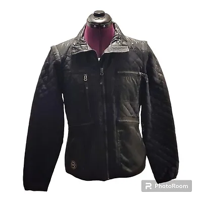 Michael Kors Convertible Black Quilted Jacket/vest Sz M Euc Made In Vietnam • $20