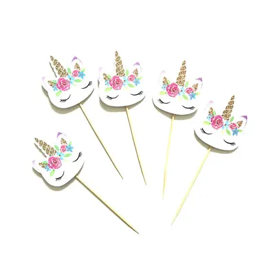 24pc Flower Unicorn Cupcake Toppers Birthday Party Decoration • $7