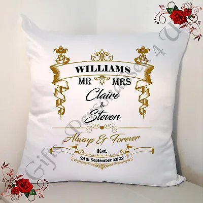 Personalised 18  Cushion  Wedding Gift  Mr & Mr / Mr & Mrs / Mrs & Mrs - D.31 • £16.99